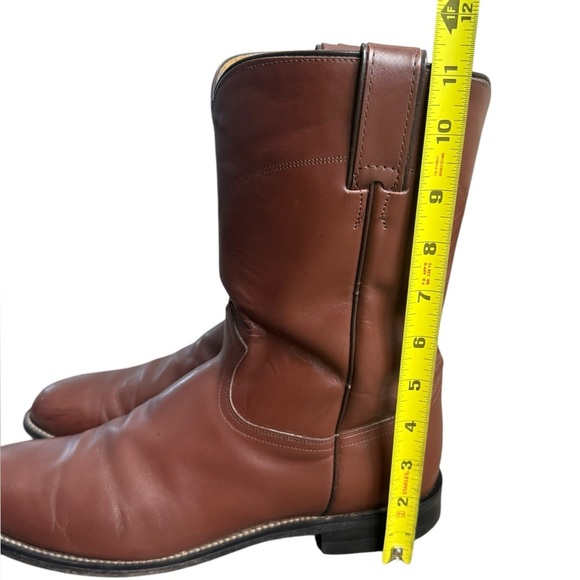Justin Boots Classic Roper Men Size 11 D 3404 Brown Leather Western Cowboy Pull - Picture 13 of 17